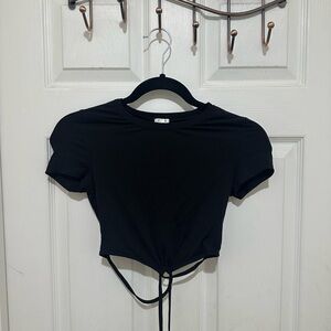 Garage black crop top with tie size small